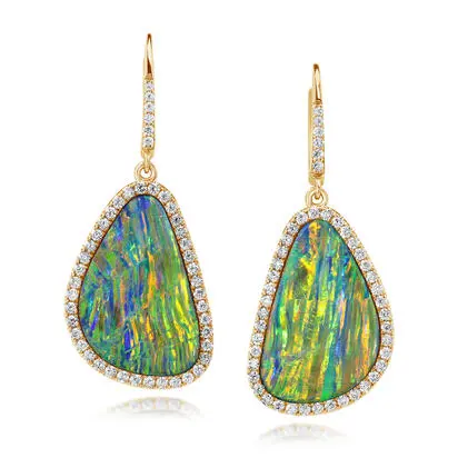 18K Yellow Gold Australian Opal Doublet/Diamond Earrings<br>EDBFF2201379E<div class='big'>$16,945.00</div>