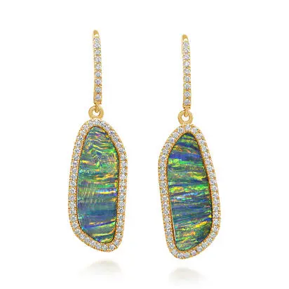 14K Yellow Gold Australian Opal Doublet/Diamond Earrings<br>EDBFF350776CI<div class='big'>$12,345.00</div>