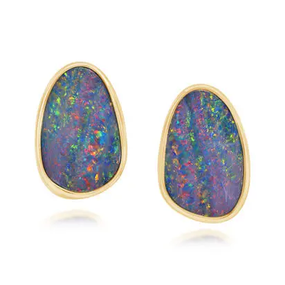 14K Yellow Gold Australian Opal Doublet Small Plain Bez<br>EDBT01-18I<div class='big'>$3,495.00</div>