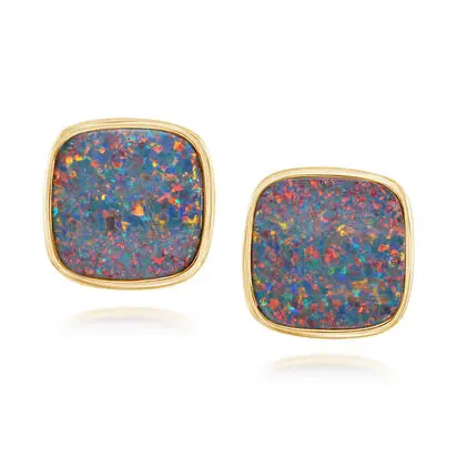 14K Yellow Gold Australian Opal Doublet Small Plain Bez<br>EDBT01-23I<div class='big'>$4,745.00</div>