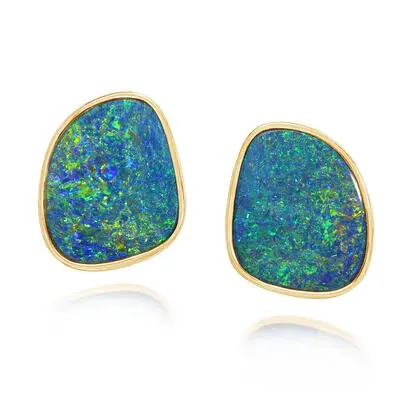14K Yellow Gold Australian Opal Doublet Small Plain Bez<br>EDBT01-28I<div class='big'>$6,245.00</div>
