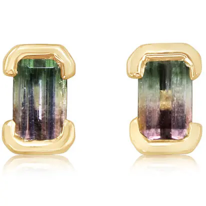 14K Yellow Gold Bi-Color Tourmaline Earrings | EH2OC200065CI