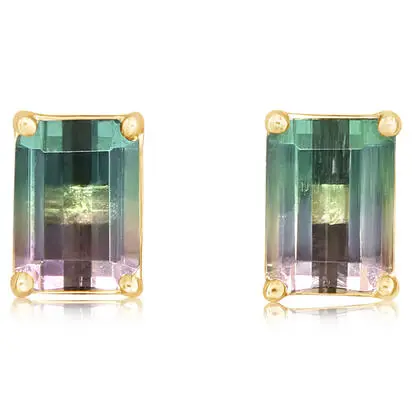 14K Yellow Gold Bi-Color Tourmaline Earrings, EH2OC200145CI, Call for current price