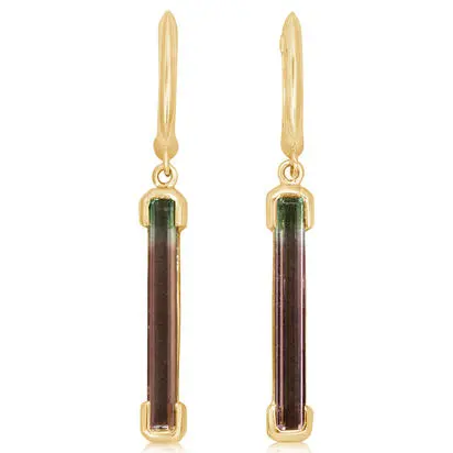 14K Yellow Gold Bi-Color Tourmaline Earrings | EH2OC200199CI