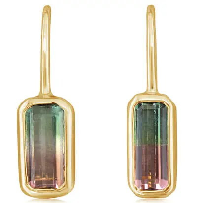 14K Yellow Gold Bi-Color Tourmaline Earrings | EH2OC350110CI