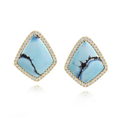 14K Yellow Gold Kazakhstan Turquoise/Diamond Earrings<br>EKQKT9921236C<div class='big'>$6,845.00</div>