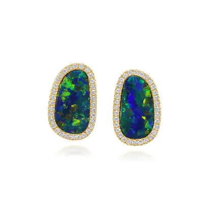 14K Yellow Gold Australian Opal Doublet/Diamond Earrings<br>EMDBTPR14450CI<div class='big'>$5,495.00</div>