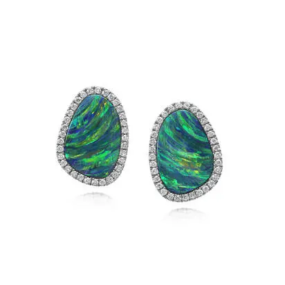 14K White Gold Australian Opal Doublet/Diamond Earrings<br>EMDBTPR17428WI<div class='big'>$5,695.00</div>