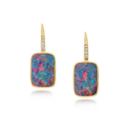 14K Yellow Gold Australian Opal Doublet/Diamond Earrings<br>EOD356-25I<div class='big'>$6,995.00</div>