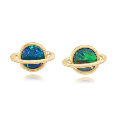14K Yellow Gold Australian Opal Doublet Saturn Earrings<br>EOD362ADXCI<div class='big'>$1,545.00</div>