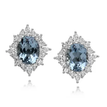 Platinum Aquamarine/Diamond Earrings<br>EQ0OV760327PI