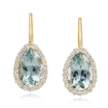 14K Yellow Gold Aquamarine/Diamond Earrings<br>EQ2PR720913CI