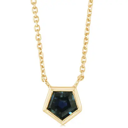 14K Yellow Gold Pentagon Montana Sapphire Neckpiece<br>N5RPTMS060-2CI<div class='big'>$1,745.00</div>