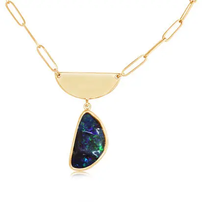 14K Yellow Gold Boulder Opal Neckpiece | NBR092-11I
