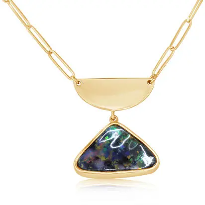 14K Yellow Gold Boulder Opal Neckpiece, NBR092-13I, Call for current price
