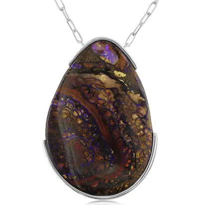 Sterling Silver Australian Boulder Opal Neckpiece | NBR339S-7I
