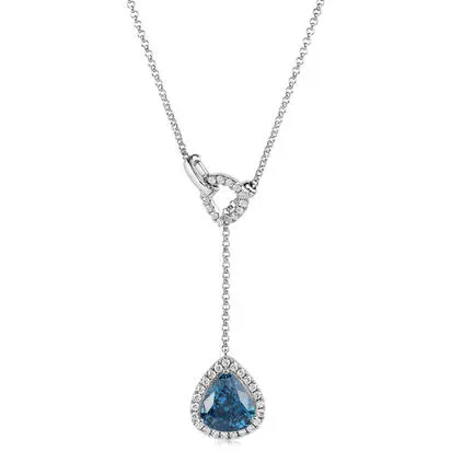 Platinum Blue Zircon/Diamond Neckpiece | NBZPR880540PI