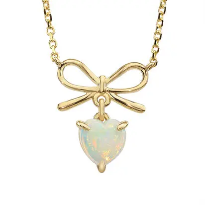 14K Yellow Gold Australian Opal Bow Neckpiece | NCO315N1XCI