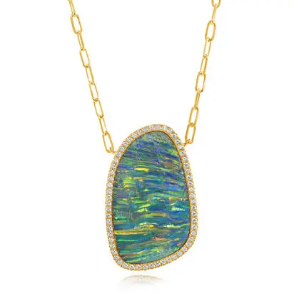 14K Yellow Gold Australian Opal Doublet/Diamond Neckpiece<br>NDBFF3501413CI<div class='big'>$18,245.00</div>