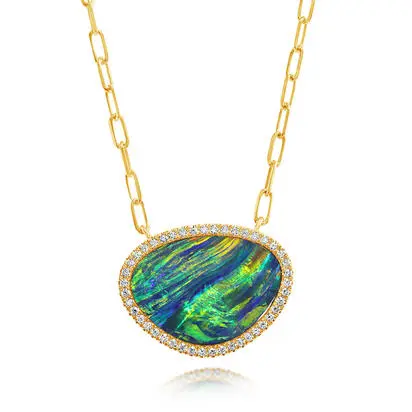 14K Yellow Gold Australian Opal Doublet/Diamond Neckpiece<br>NDBFF350618CI<div class='big'>$9,995.00</div>