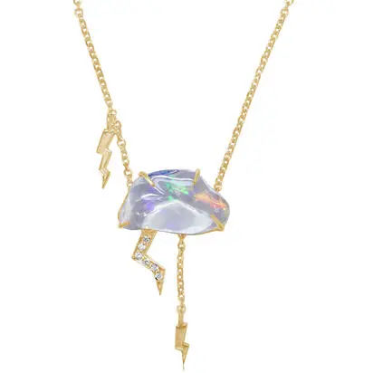 14K Yellow Gold Mexican Fire Opal Cloud Neckpiece | NFOFF150225C