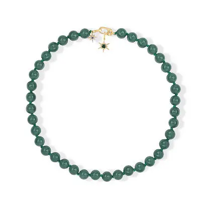 14K Yellow Gold 24" Guatemalan Jade/Diamond Neckpiece, NJGST995548C