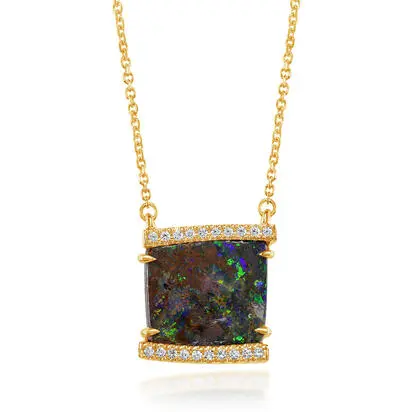 14K Yellow Gold Australian Boulder Opal/Diamond Neckpiece<br>NMBO1B582CI