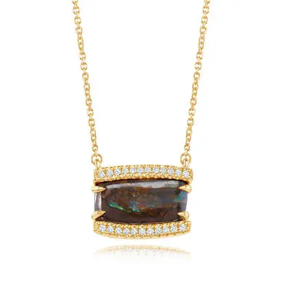 14K Yellow Gold Australian Boulder Opal/Diamond Neckpiece<br>NMBO1C511CI