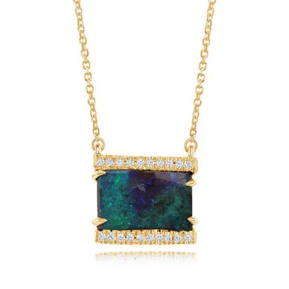 14K Yellow Gold Australian Boulder Opal/Diamond Neckpiece<br>NMBO2A373CI