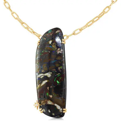 14K Yellow Gold Australian Boulder Opal Neckpiece | NMBO2A4777-2C