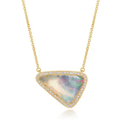 14K Yellow Gold Australian Boulder Opal/Diamond Neckpiece<br>NMBO3A419CI
