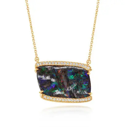 14K Yellow Gold Australian Boulder Opal/Diamond Neckpiece<br>NMBO4A1294CI