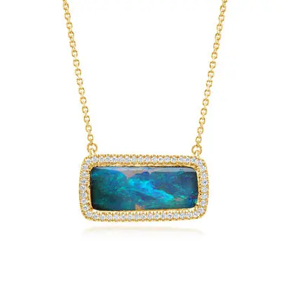 14K Yellow Gold Australian Boulder Opal/Diamond Neckpiece, NMBO4A516CI, $7,845.00