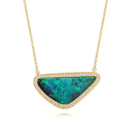 14K Yellow Gold Australian Boulder Opal/Diamond Neckpiece<br>NMBO4A951CI