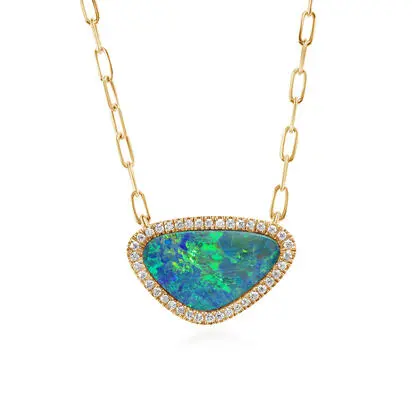 14K Yellow Gold Australian Opal Doublet/Diamond Neckpiece, NMDBT2A402CI, $5,995.00