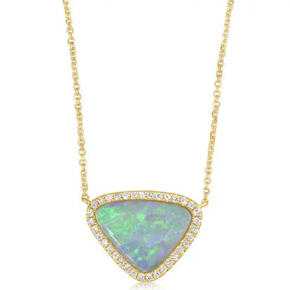 14K Yellow Gold Australian Opal/Diamond Neckpiece | NNLFF899256CI