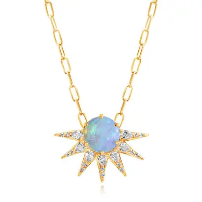 14K Yellow Gold Australian Opal/Diamond Neckpiece<br>NNLRD900170C