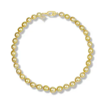 14K Yellow Gold 12.9-10mm Near Round Golden South Sea Pearl Neckpiece, NP0SSOR16364C, $12,845.00