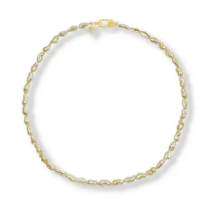 14K Yellow Gold Keshi Golden South Sea Pearl/Diamond Strand<br>NPOKS9866769C