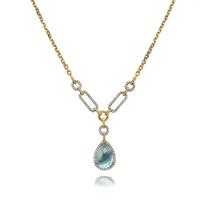 18K White Gold/18K Yellow Gold Aquamarine/Diamond Neckpiece, NQ0CB9111111BI, Call for current price