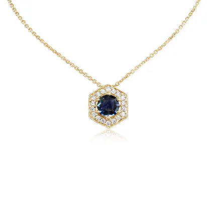 14K Yellow Gold Montana Sapphire Pendant | P6OCMS065CI