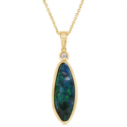 14K Yellow Gold Boulder/Diamond Plain Bezel Pendant<br>PB106-21I<div class='big'>$2,145.00</div>