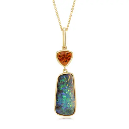 14K Yellow Gold Australian Boulder Opal/Mandarin Garnet Pendant<br>PBOFF862828C<div class='big'>$9,845.00</div>