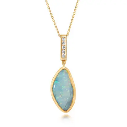14K Yellow Gold Australian Boulder Opal/Diamond Pendant<br>PBR054-35I<div class='big'>$6,995.00</div>