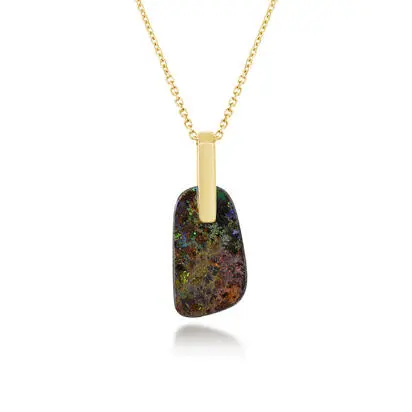 14K Yellow Gold Australian Boulder Opal Pendant<br>PBR107-5C<div class='big'>$1,245.00</div>