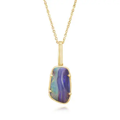 14K Yellow Gold Australian Boulder Opal Pendant<br>PBR109-16I<div class='big'>$3,995.00</div>