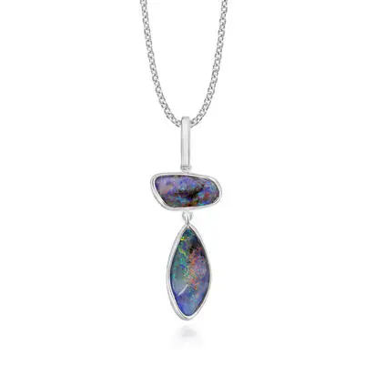 Sterling Silver Australian Boulder Opal 2-Stone Pendant, PBR111S-12I, $2,745.00
