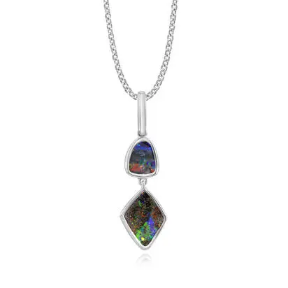 Sterling Silver Australian Boulder Opal 2-Stone Pendant<br>PBR111S-6I<div class='big'>$1,995.00</div>