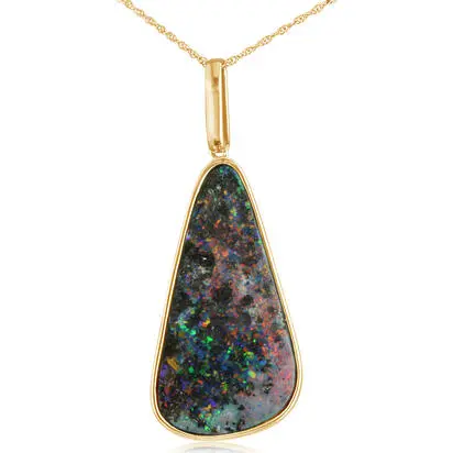 14K Yellow Gold Australian Boulder Opal Pendant | PBR342-14I