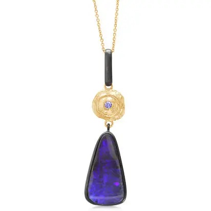 14K Yellow Gold/Silver Australian Boulder Opal/Tanzanite Pendant<br>PBR343S-66I<div class='big'>$1,145.00</div>